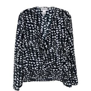 For the Republic black white hearts valentines cross semi sheer top medium